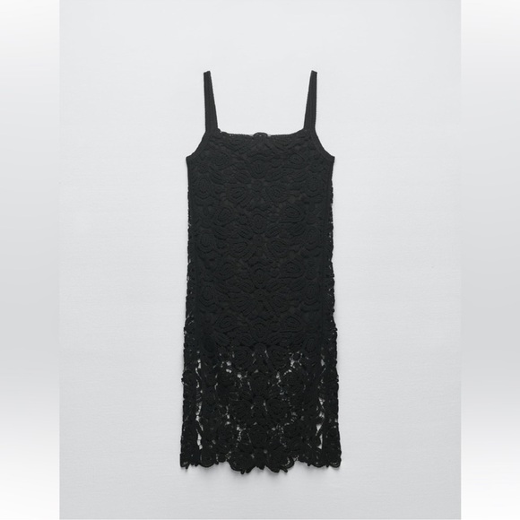 ZARA MACRAMÉ KNIT DRESS - Picture 6 of 8
